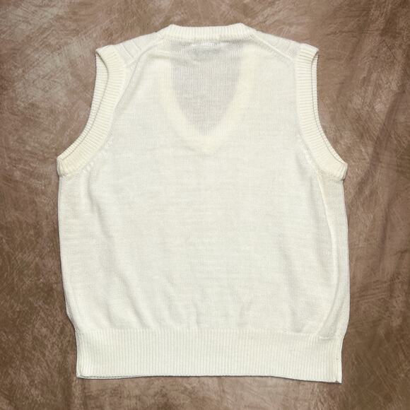 F.L. Limited Vintage Sweater Vest Sleeveless Cable Knit White V Neck Women's L - Picture 2 of 9